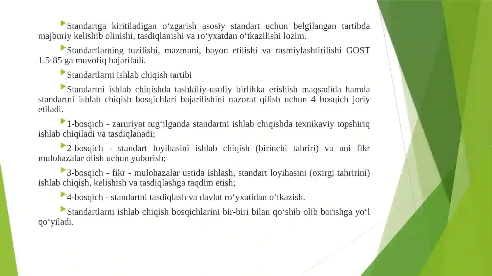 O‘zbеkistоn Rеspublikаsining stаndаrtini ishlаb chiqish, kеlishib оlish, tаsdiqlаsh vа ro‘yxаtdаn o‘tkаzish tаrtibi 4