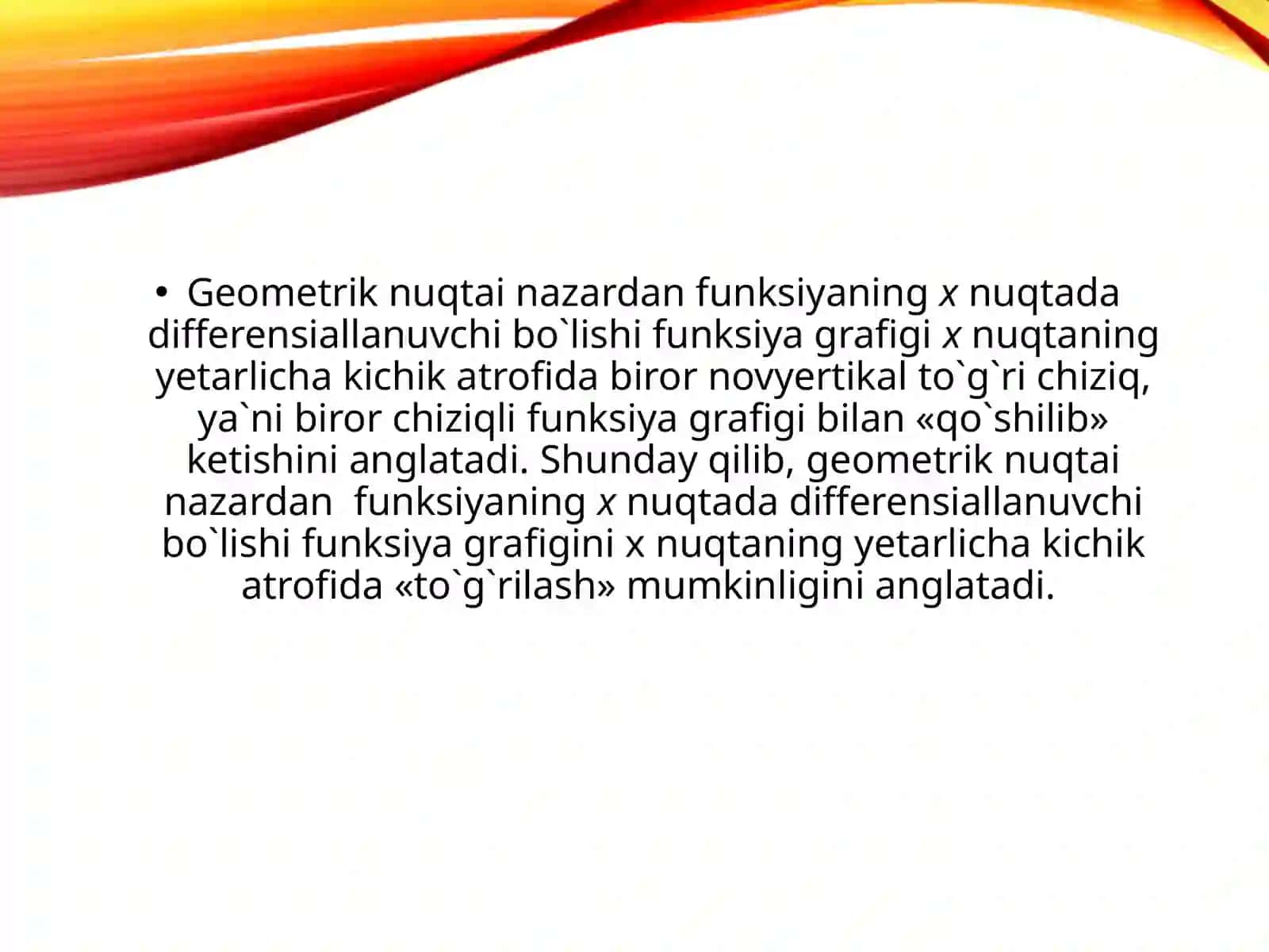 Differensiallanuvchi funksiyalar xaqida asosiy teorema 4