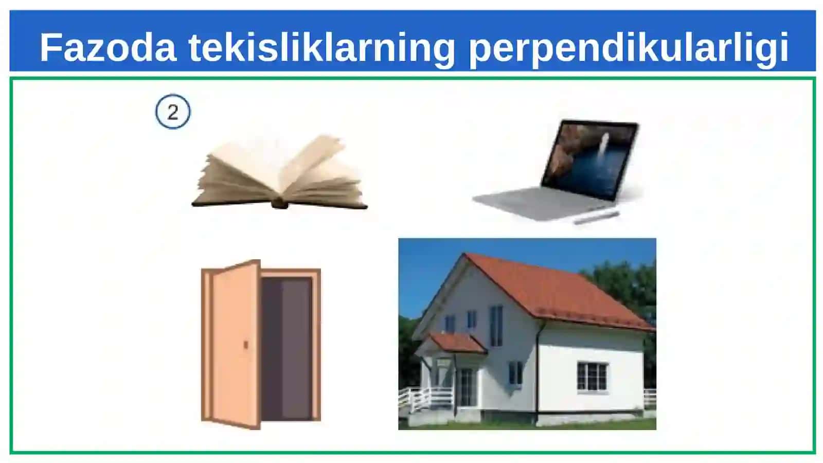Geometriya Fazoda tekisliklarning perpendikulyarligi mavzusida dars ishlanma 4