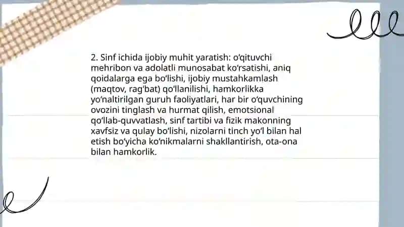 Sinf jamoasini tashkil etish va uni tarbiyalash 4