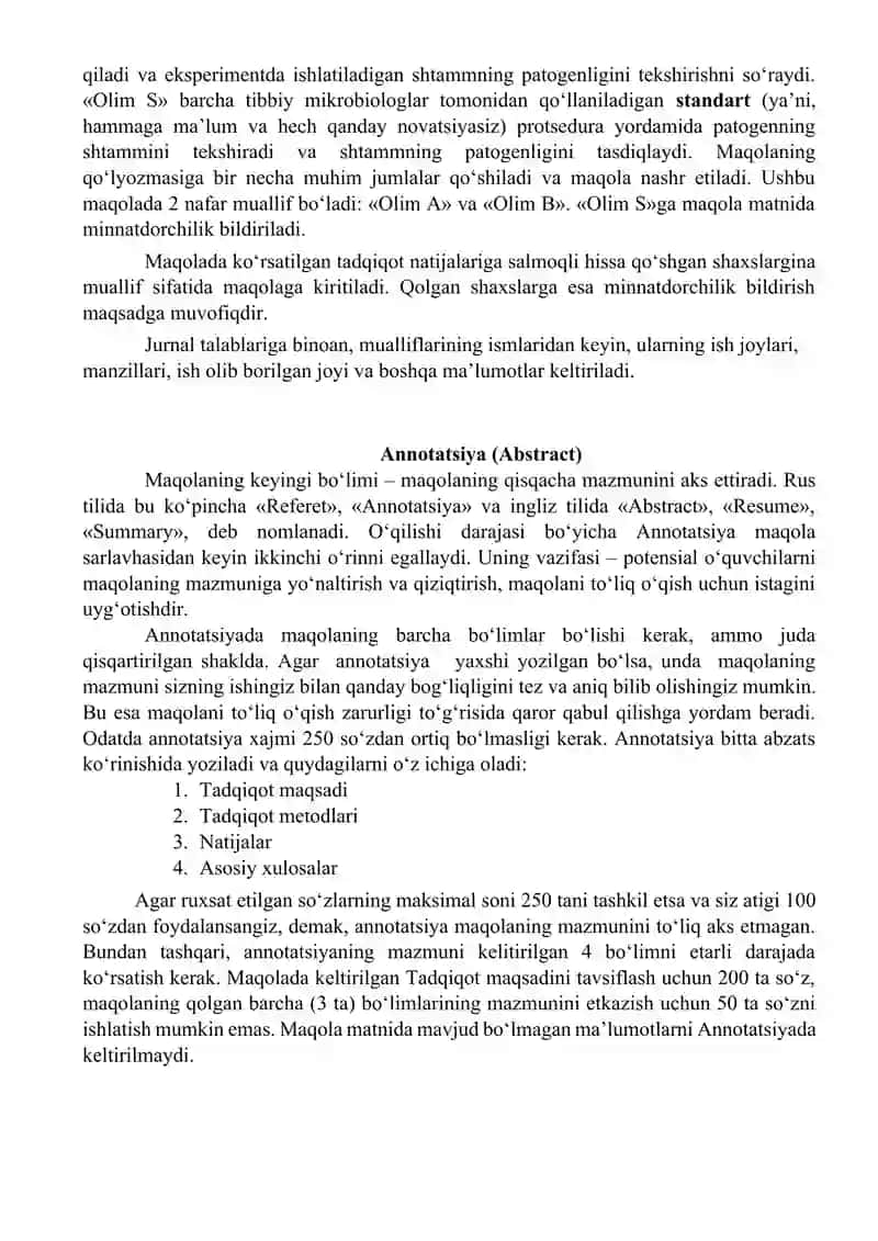 Ilmiy maqola matnini tayyorlash talablari 4