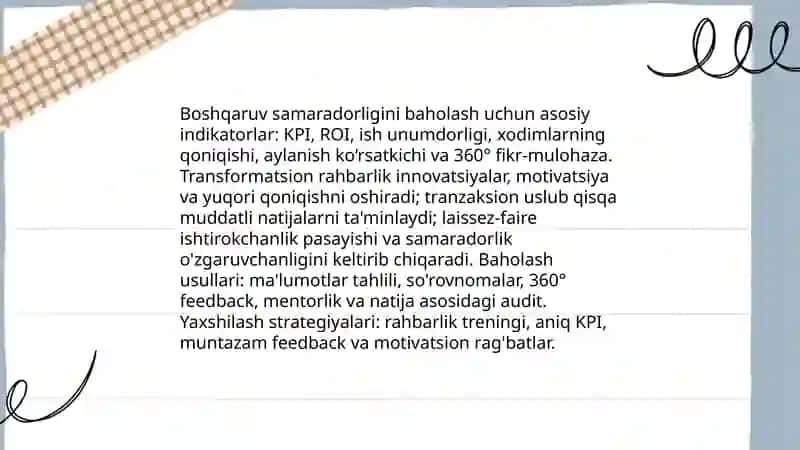 Tashkilot samaradorligini baholash va uni oshirish strategiyalari 4
