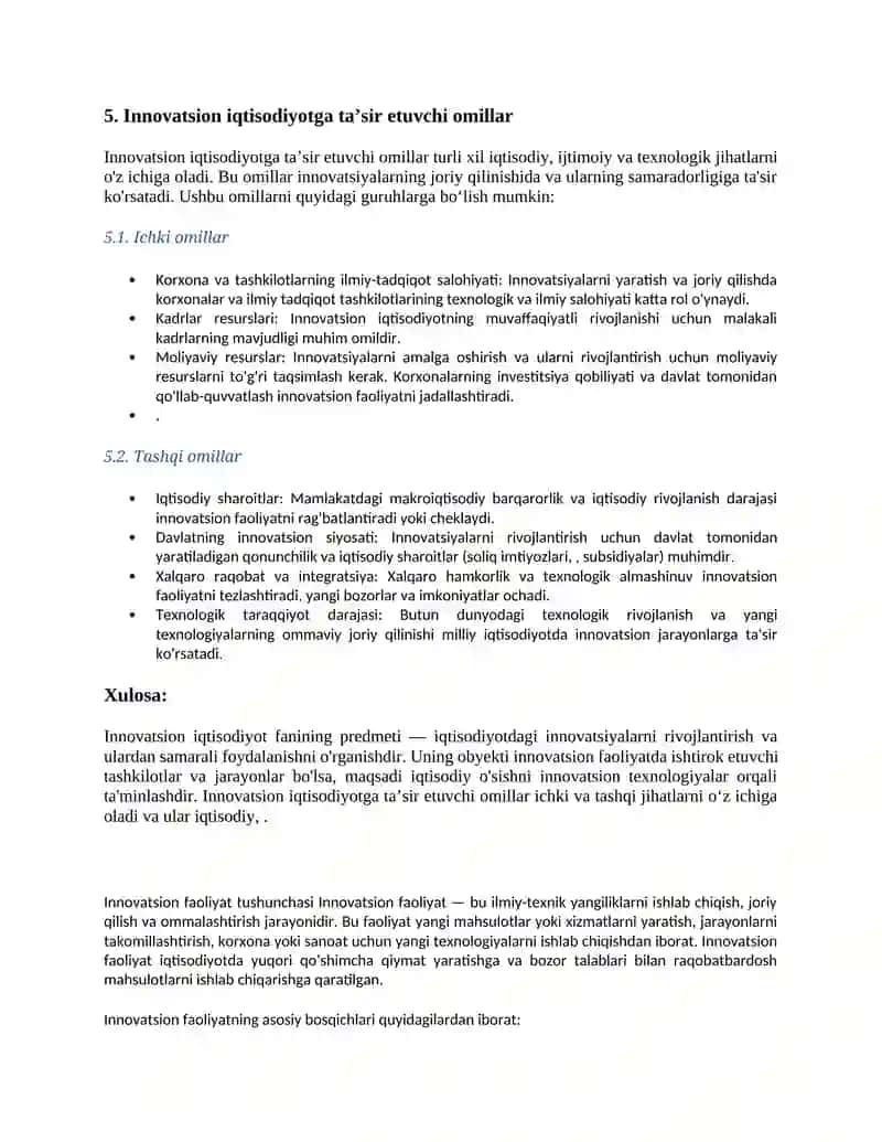 Innovatsion iqtisodiyot faniga kirish 4