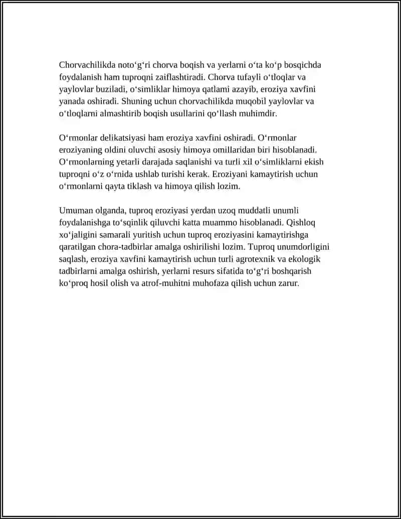 Tuproq eroziyasi va uning qishloq xoʻjaligiga taʼsiri 4