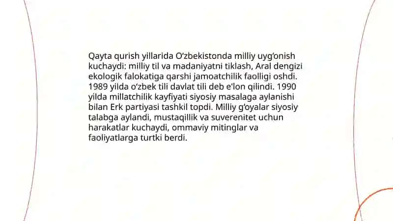 Qayta qurish yillarida O'zbekiston Kompartiyasining transformatsiyasi 4
