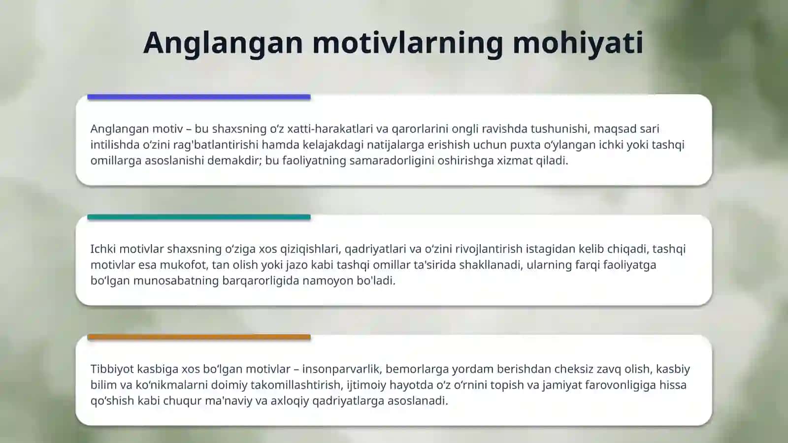 Boʻlajak tibbiyot xodimlarini kasbiy faoliyatga tayyorlashda anglangan motivlarni shakllantirish 4