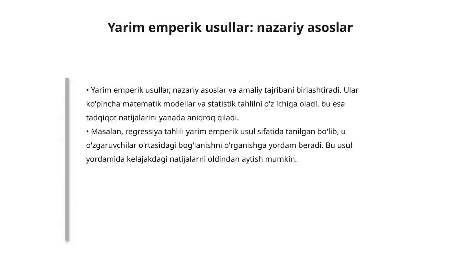 Boshlangʻich va yarim emperik usullar 4