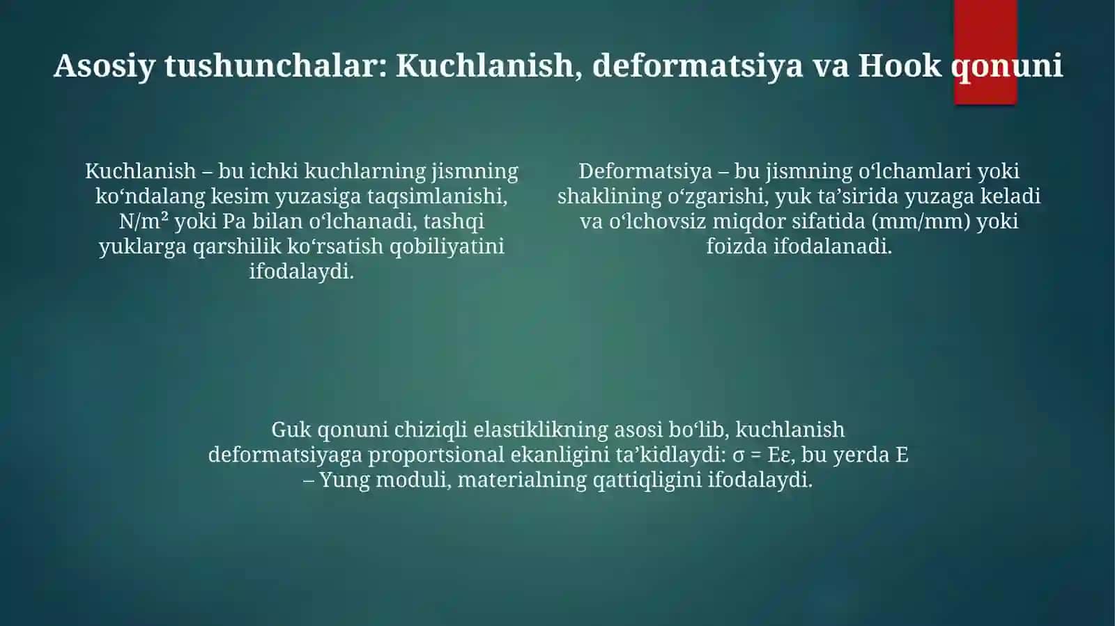 Elastik sistemalarda deformatsiyaning potentsial energiyasi 4