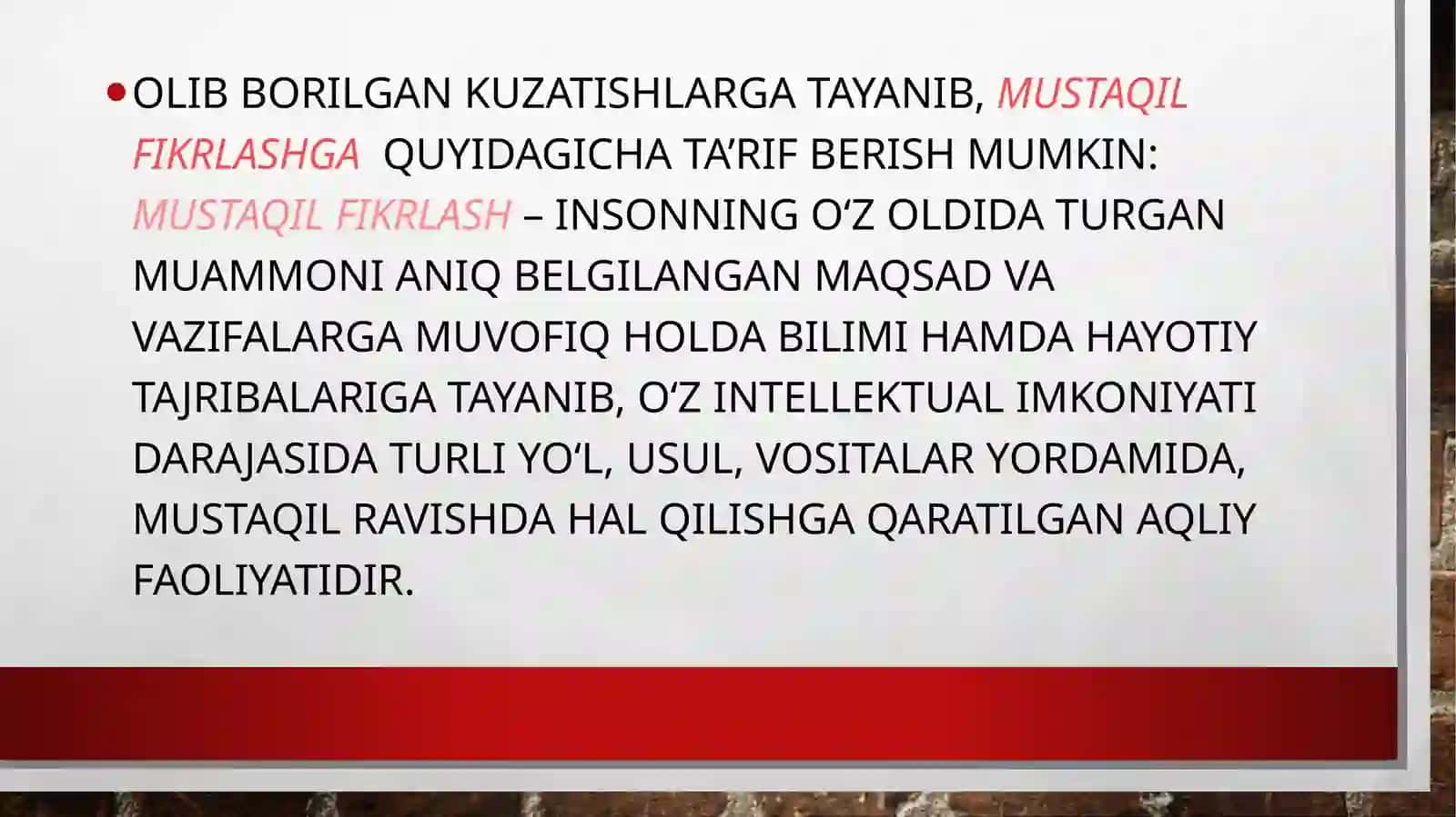 o'quvchilarni mustaqil fikrlash va bilim olishga o'rgatish 4
