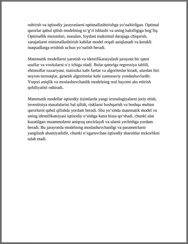 SOHADAGI IQTISODIY TIZIMLARNI IFODALOVCHI MUHANDISLIK MASALALARINI YECHISH 4