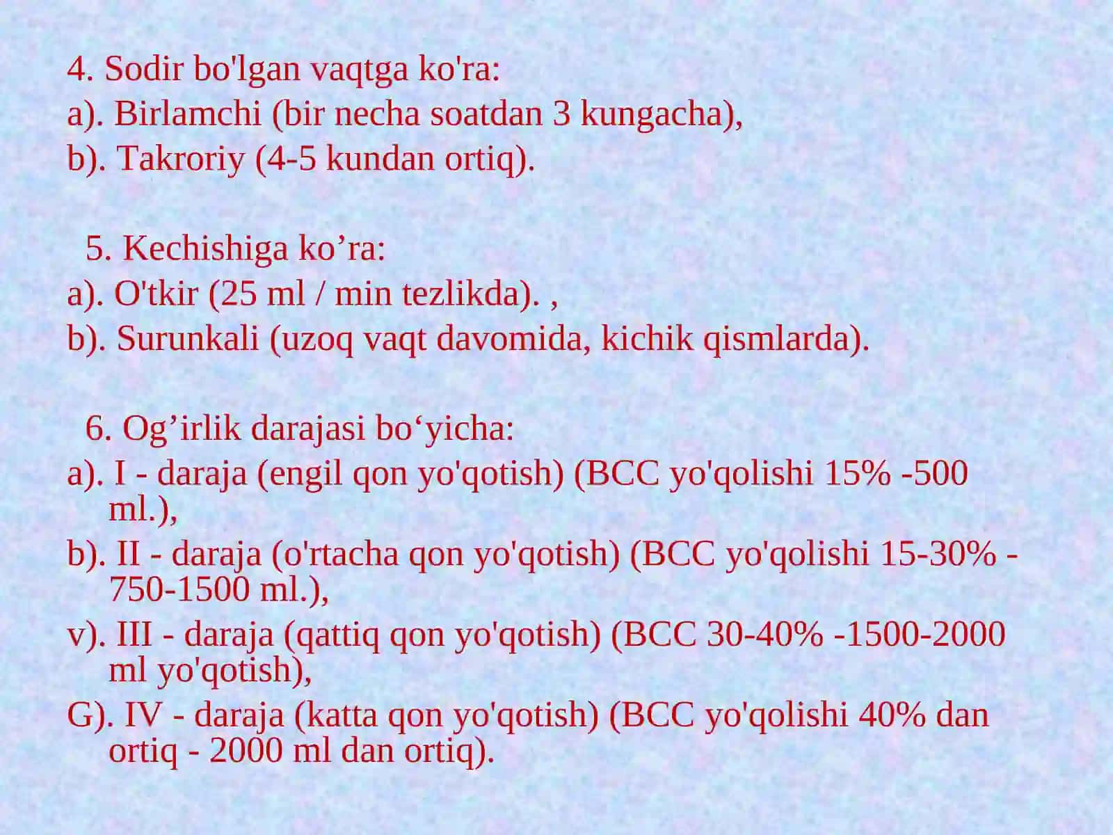 Qon ketishi va qon yo'qotish 4