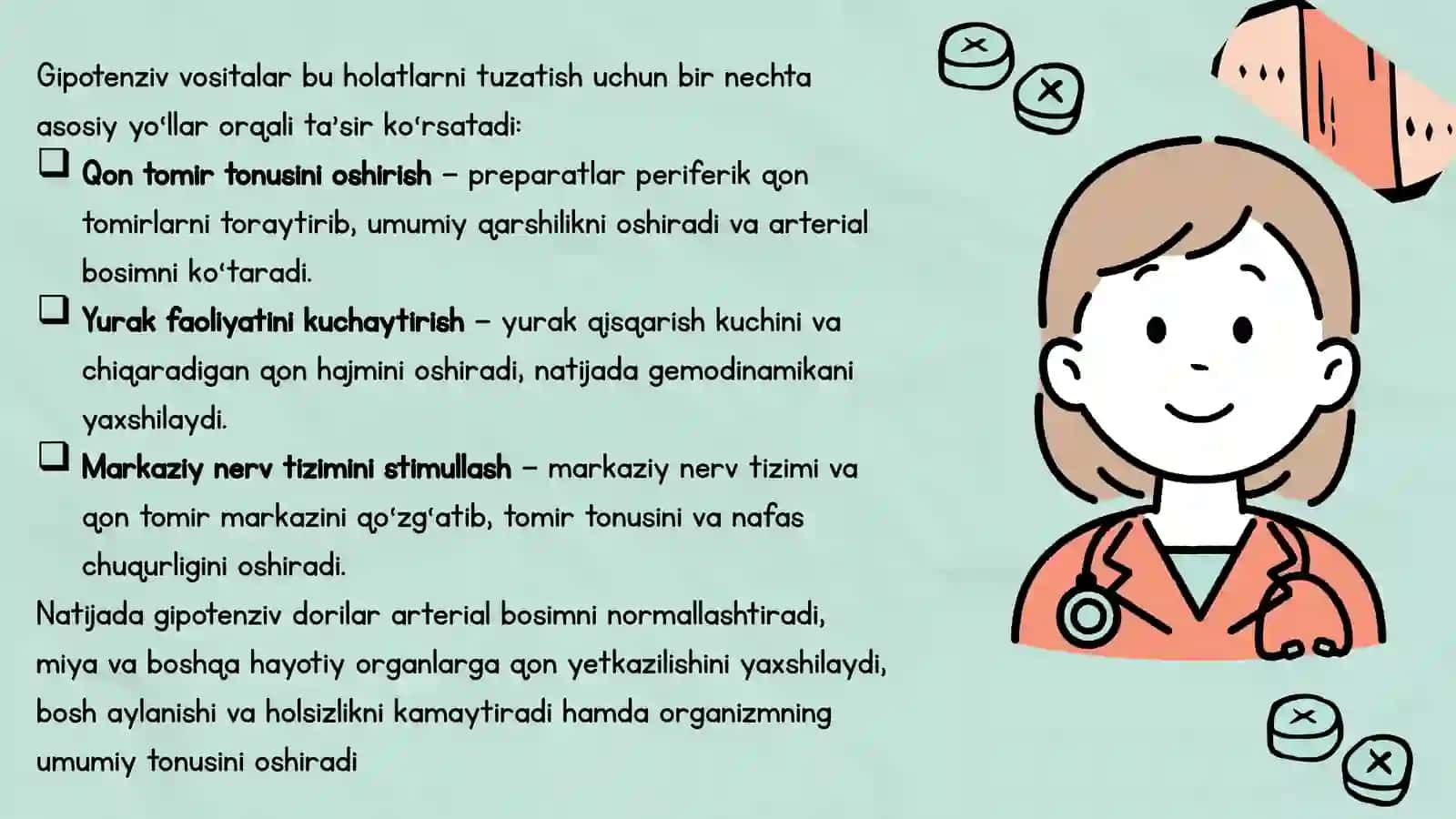 Gipotenziv vositalar. Organizmning tonusini oshiruvchi dorivositalari 4
