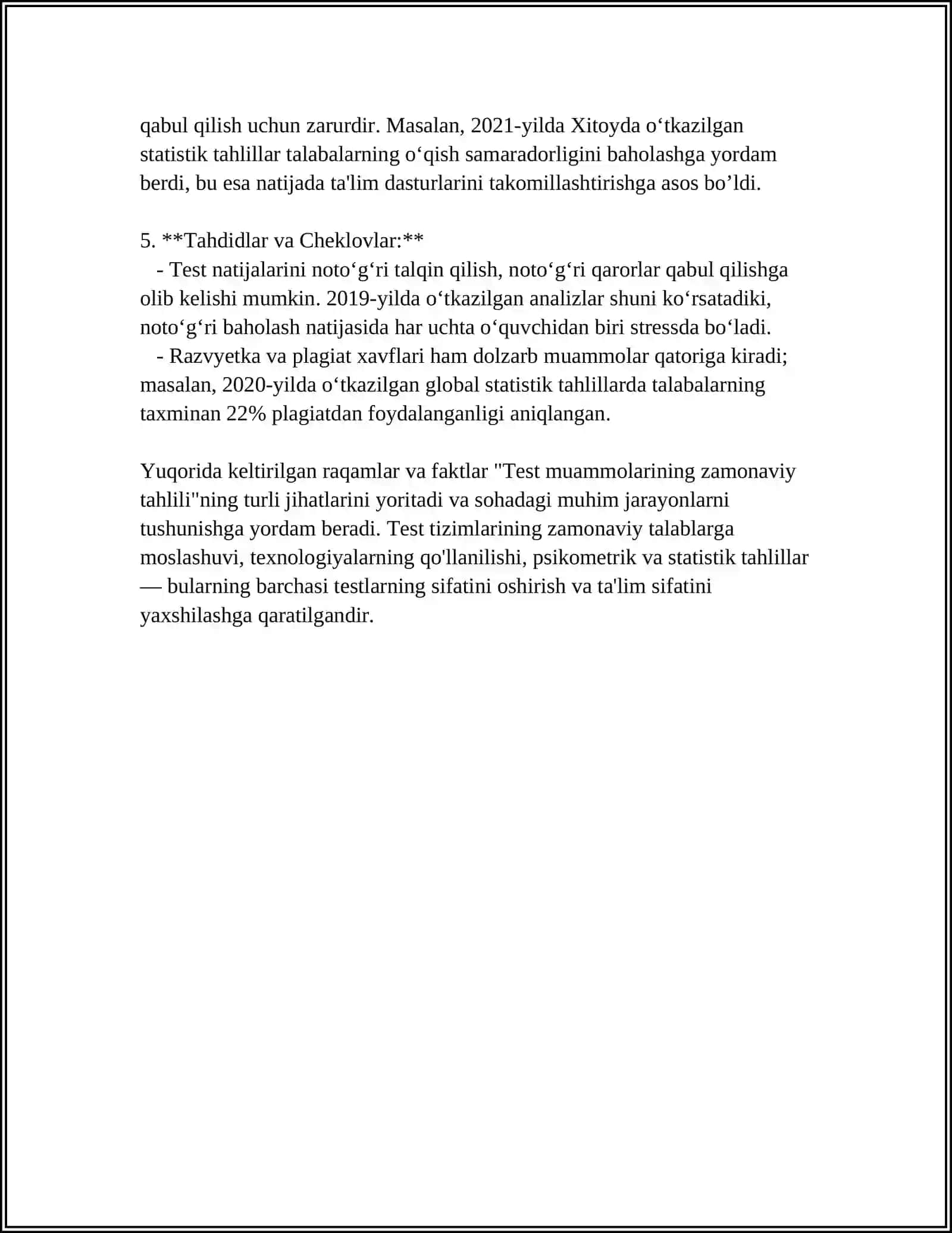 HOZIRGI ZAMON PSIXOLOGIYASIDA TESTNING DOLZARB MUAMMOLARI 4