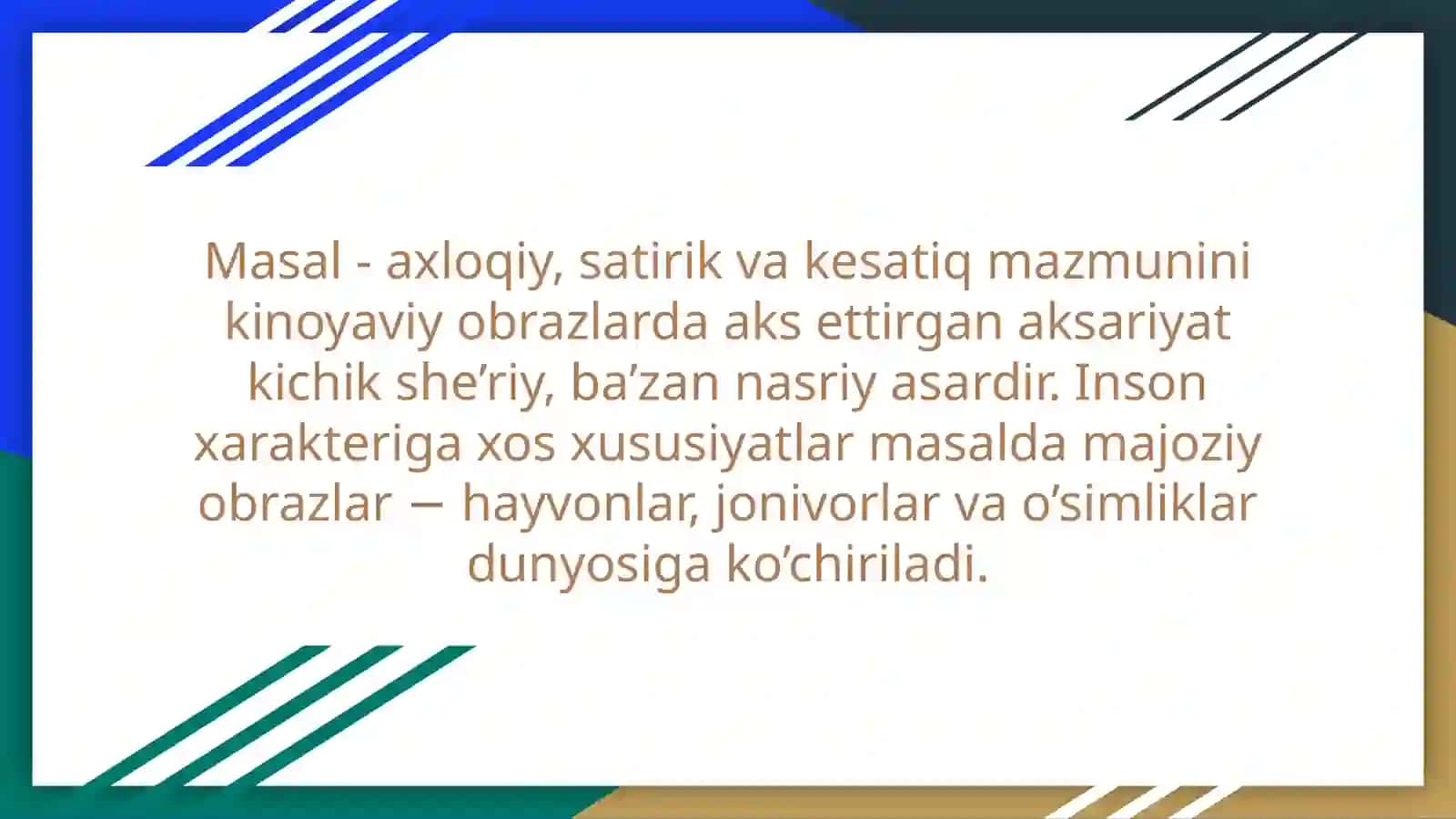Masal janridagi asarlarni oʻqitish metodikasi 4