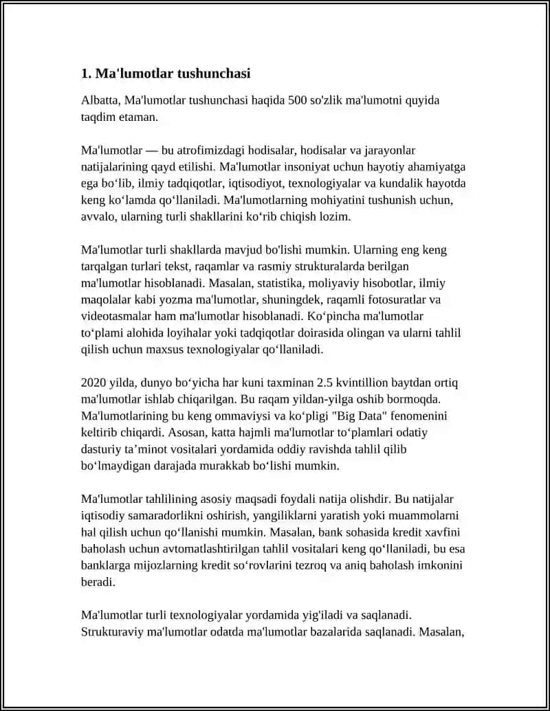 MA’LUMOTLAR, ALGORITMLAR VA MA’LUMOTLAR TUZILMASI TUSHUNCHALARI 4