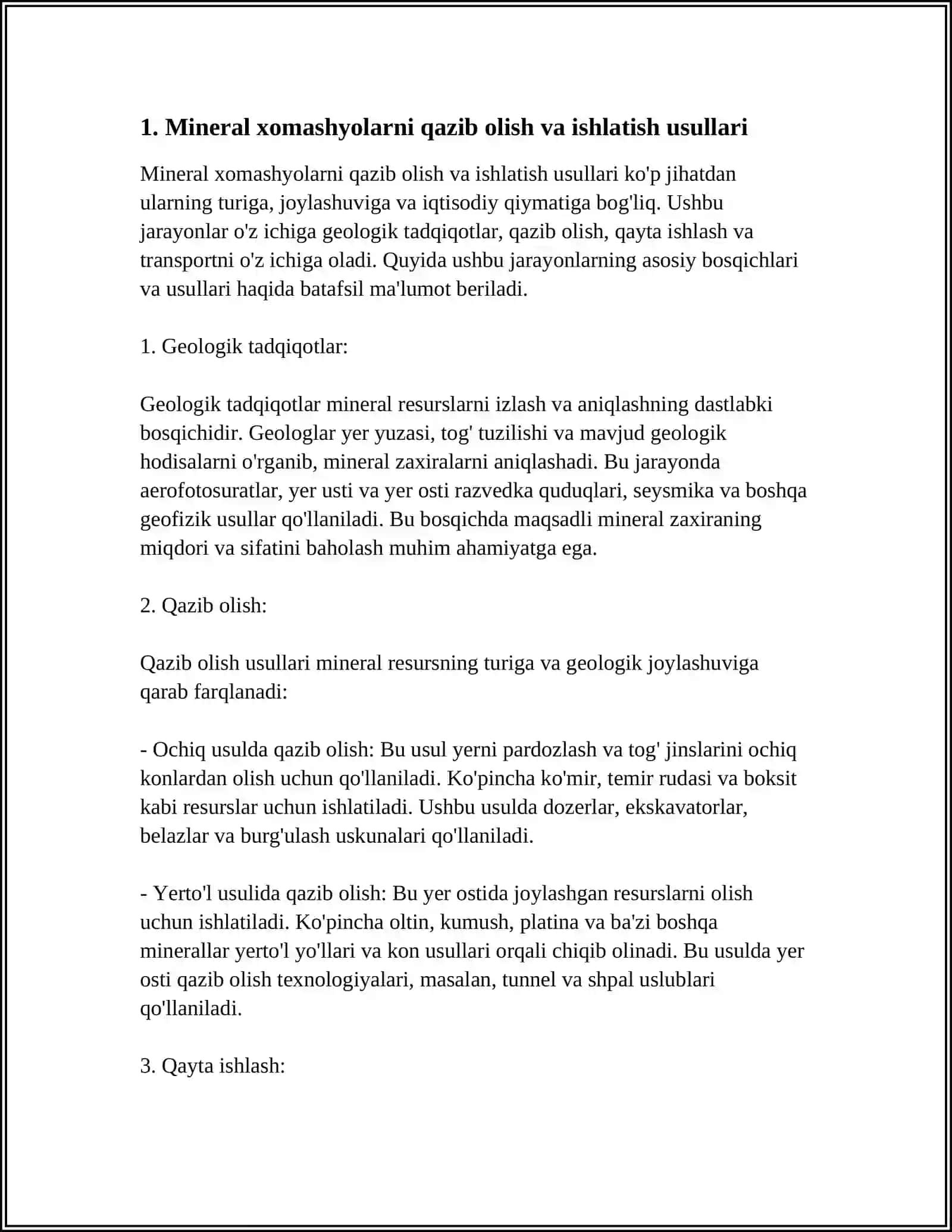 MINERAL XOMASHYO RESURSLARIDAN FOYDALANISH VA ULARNI MUHOFAZA QILISH 4