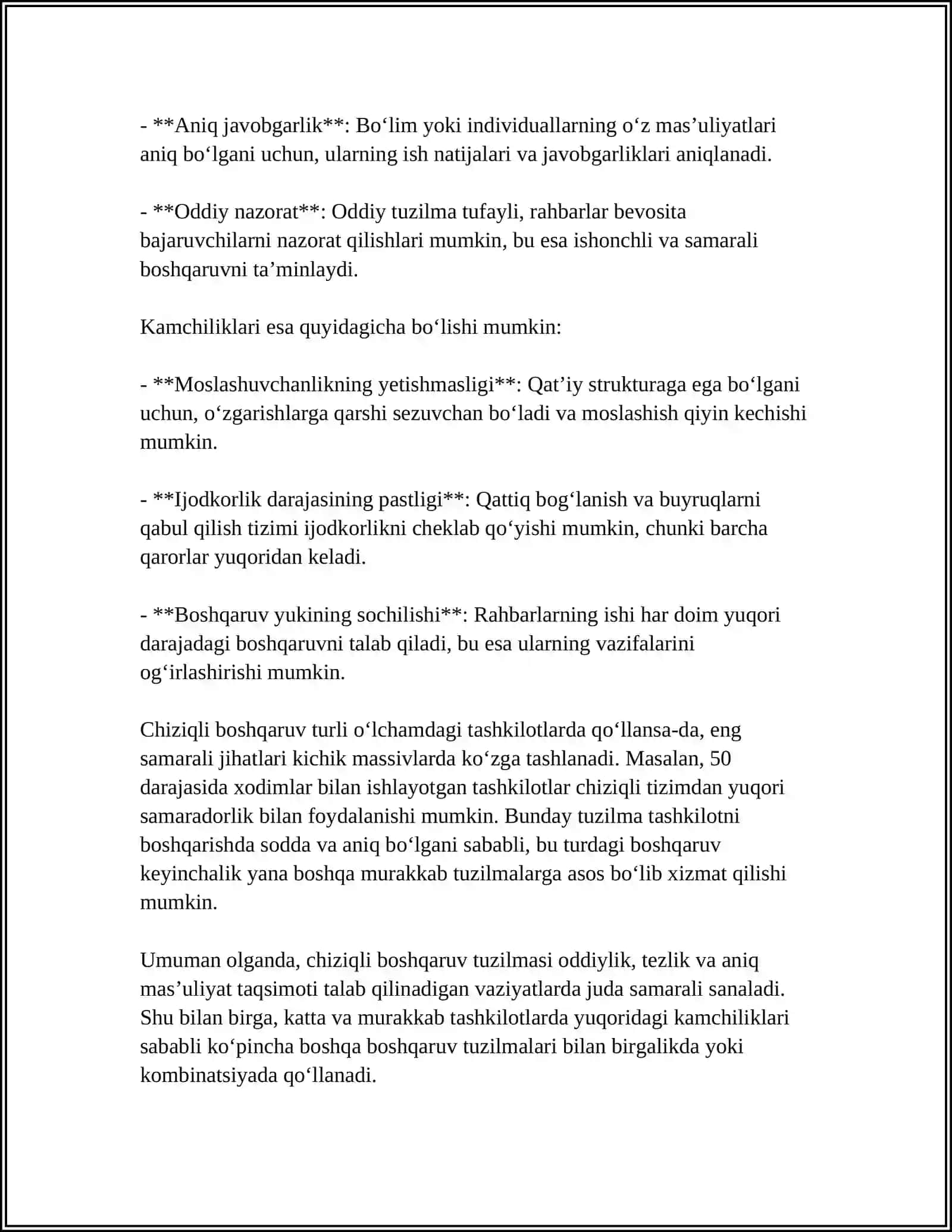 BOSHQARUV STRAKTURALARINING TASHKILIY TURLARI VA FARQLARI 4