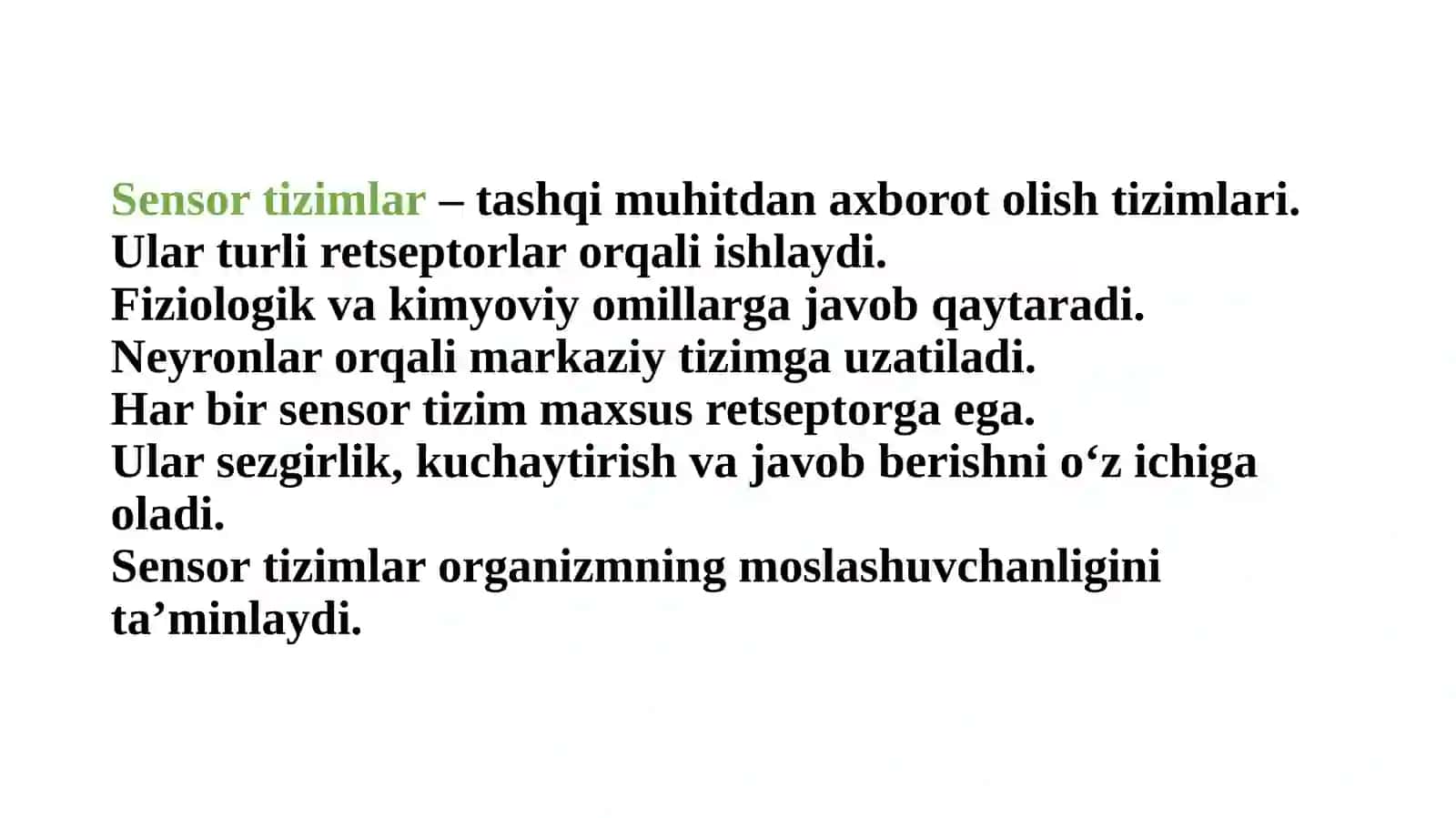 Sensor tizimlar faoliyatining biokimyoviy asoslari 4
