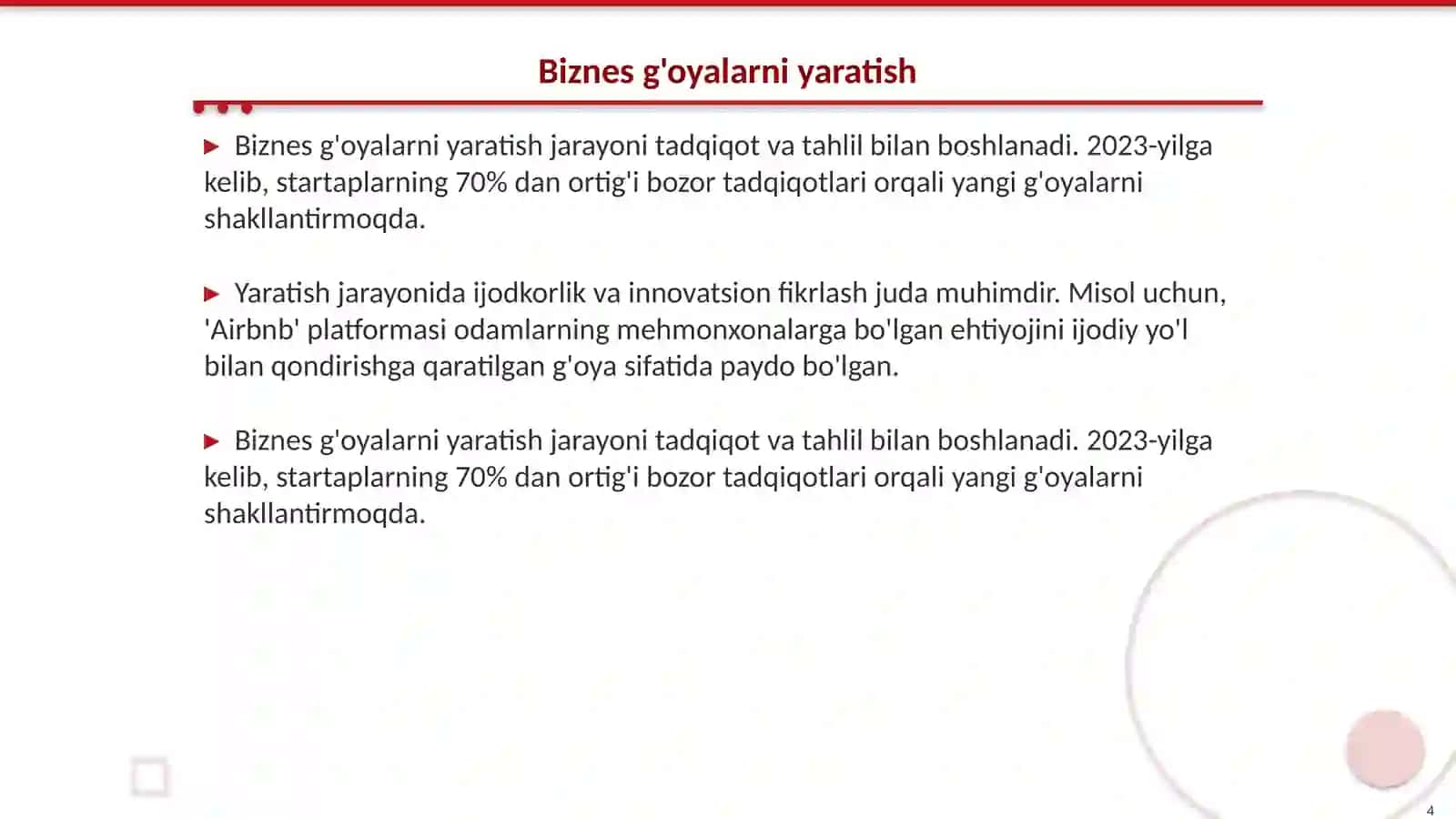 Biznes g'oya va uni taqdimot qilish 4