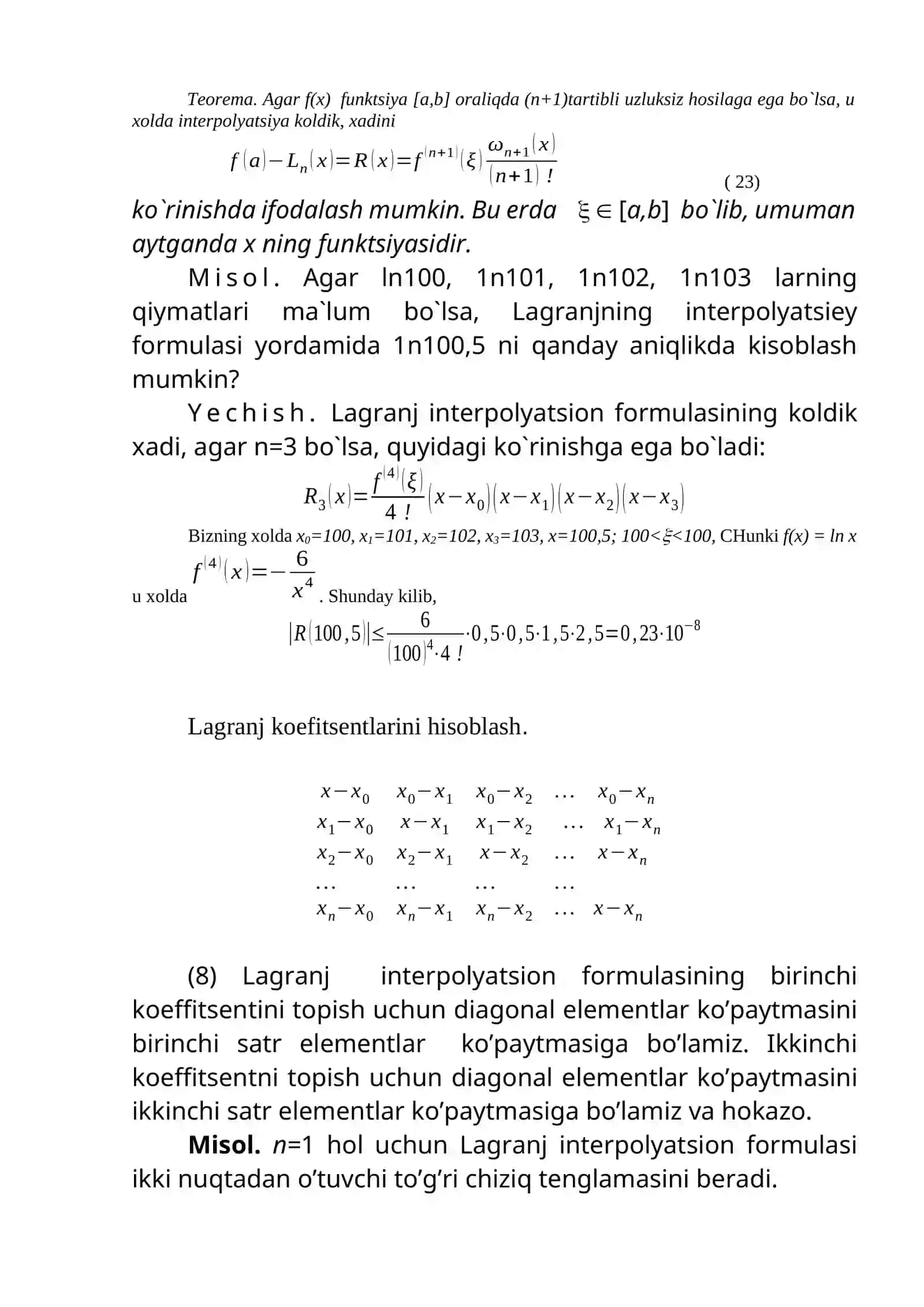 Lagranj interpolyasiyon formulasi 4