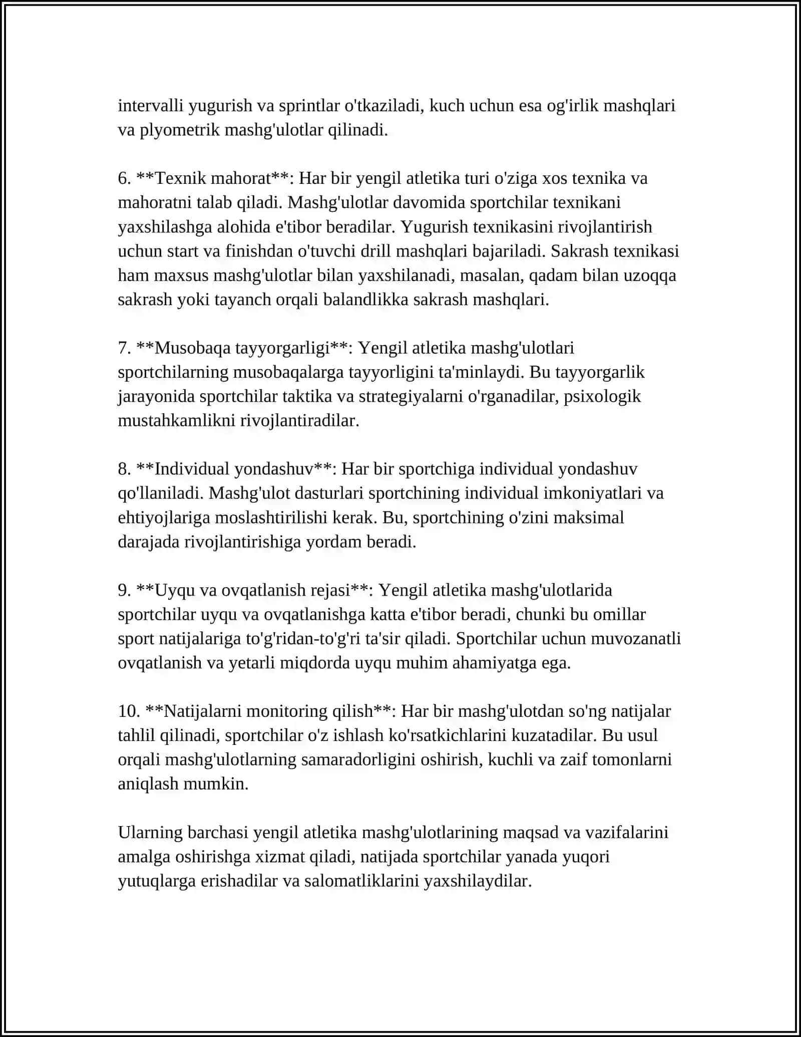 TALIM MUASSASALARIDA YENGIL ATLETIKA MASHGʻULOTLARINI TASHKIL QILISH VA OTKAZISH 4