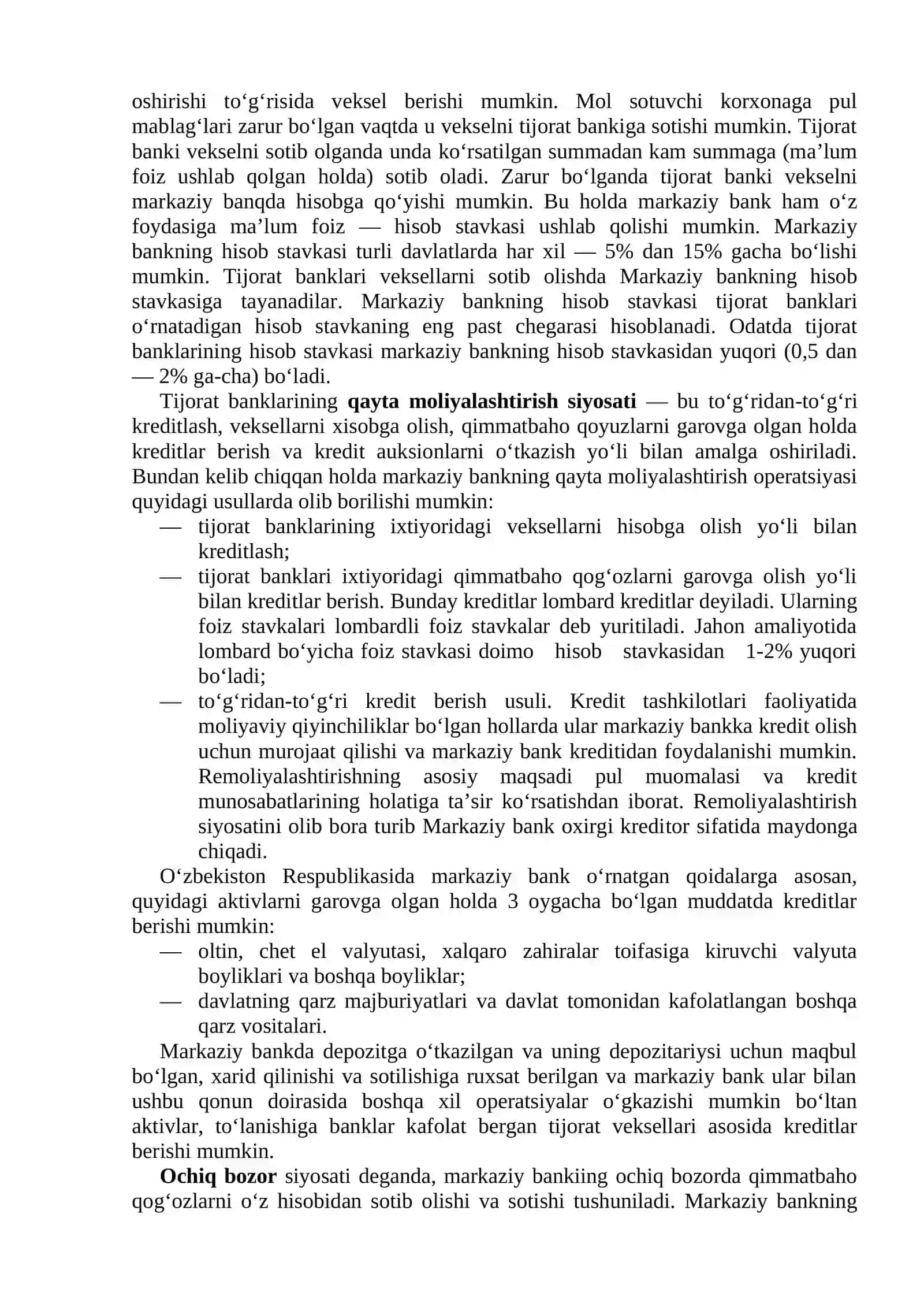 O‘zbekiston Respublikasi Markaziy banki, uning asosiy vazifalari va funksiyalari 4