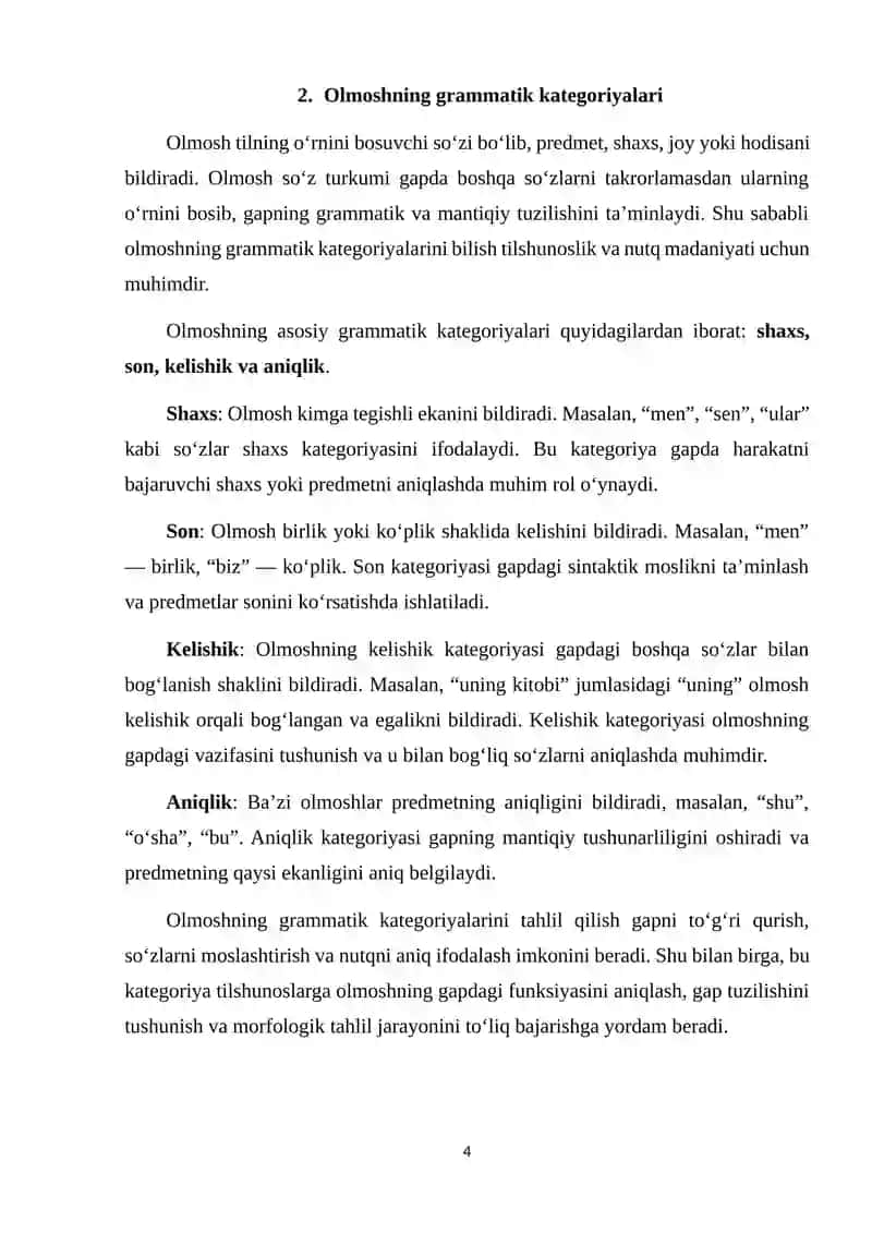Morfologik tahlil.Olmosh va ravish 4