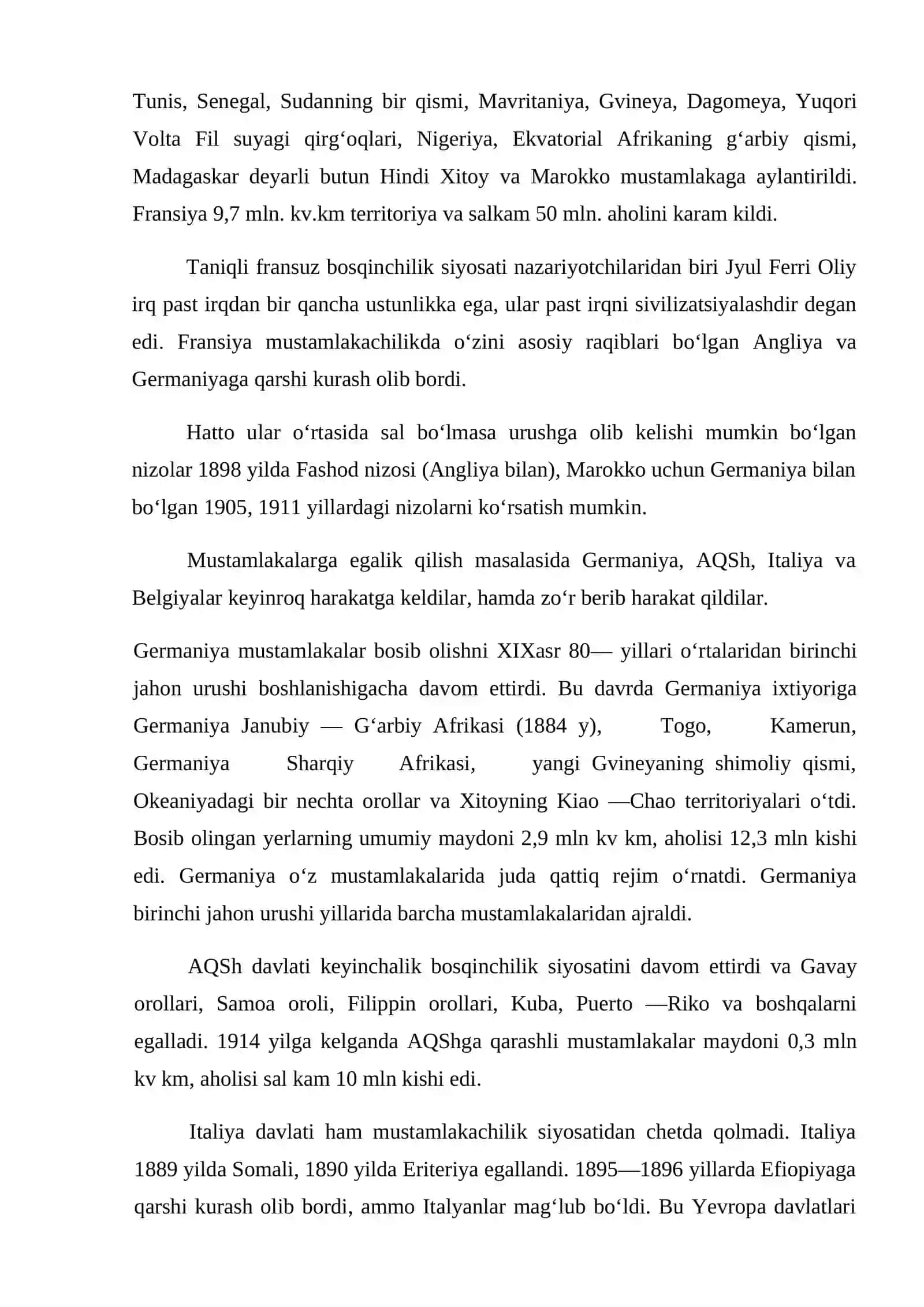 MUSTAQIL ISHI MONOPOLISTIK KAPITALIZMGACHA BO‘LGAN DAVRDA OSIYO VA AFRIKA XALQLARI MUSTAMLAKA ZULMI OSTIDA 4