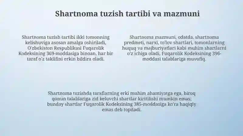 Xo‘jalik shartnomalarining turlari: amaldagi qonunchilik asosida tahlil 4