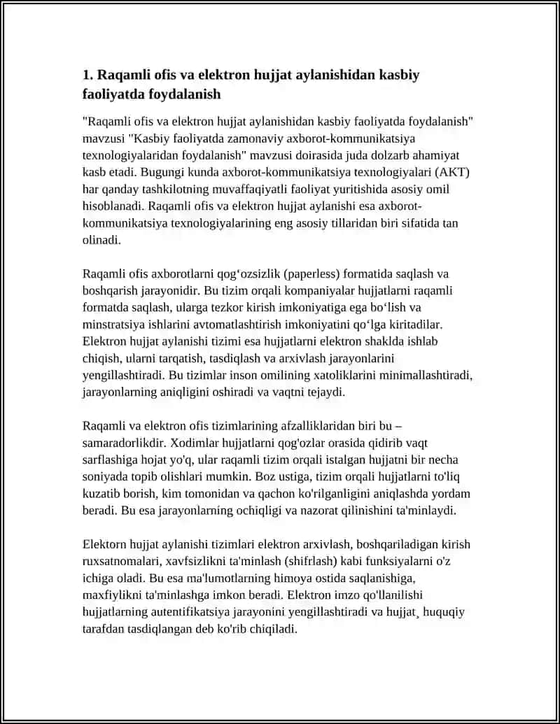 Raqamli ofis va elektron hujjat aylanishidan kasbiy faoliyatda foydalanish 4