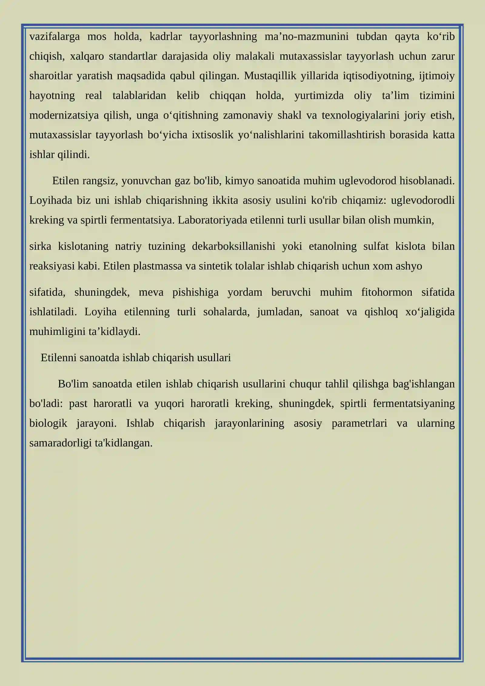 Etilen ishlab chiqarishning zamonaviy usullari 4