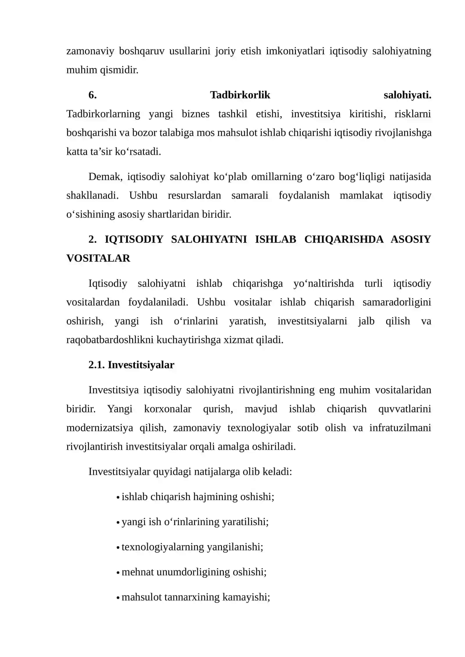 IQTISODIY SALOHIYATNI ISHLAB CHIQARISHDA VOSITALAR VA CHEKLOVLAR DASTURINI ISHLAB CHIQISH 4