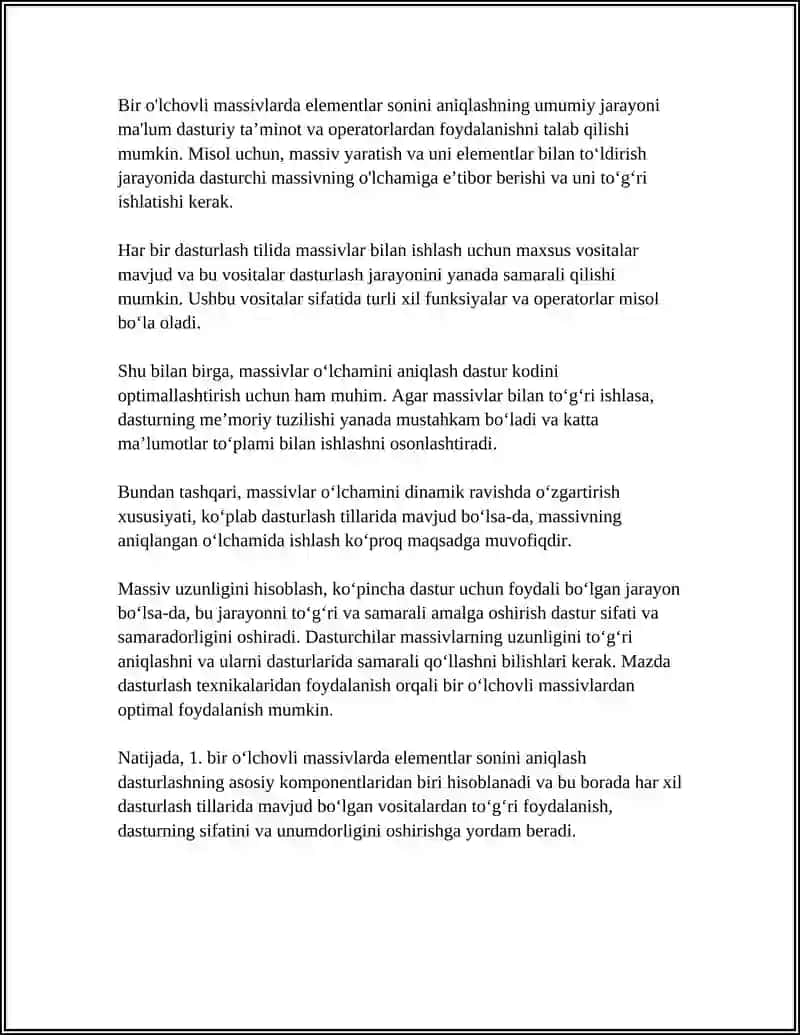 MASSIV ELEMENTLAR SONI 4