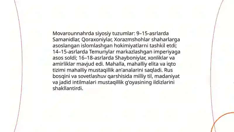 Oʻzbekiston mustaqillik gʻoyalarining tarixiy asoslari 4