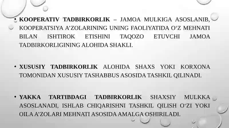 Tadbirkorlik faoliyatining mohiyati 4