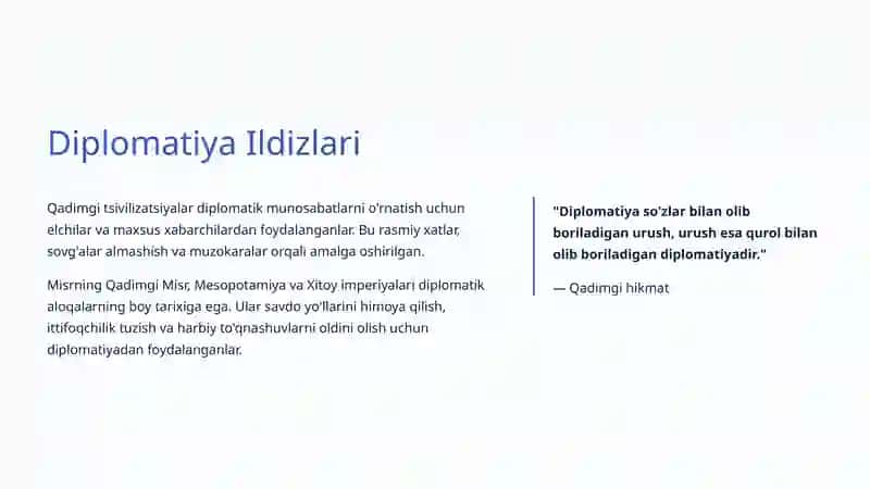 Diplomatik Xizmat Rivoji: Tarixdan Zamonaviylikka 4