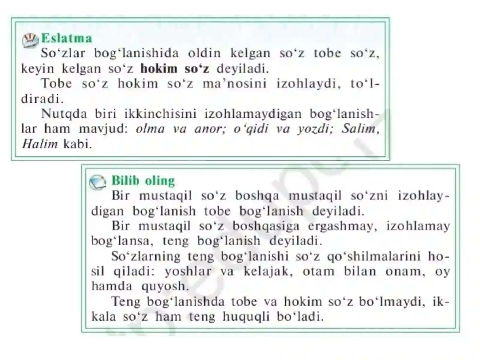 8-sinf ona tili darsligida so'z birikmasi va gap 4