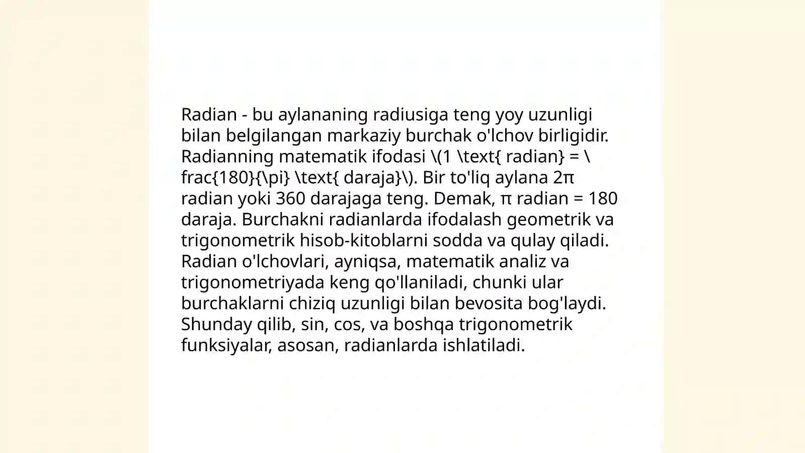 Burchak o'lchovlari turlarini o'rganish va har bir o'lchov turini qo'llanilish sohasini aniqlash 4