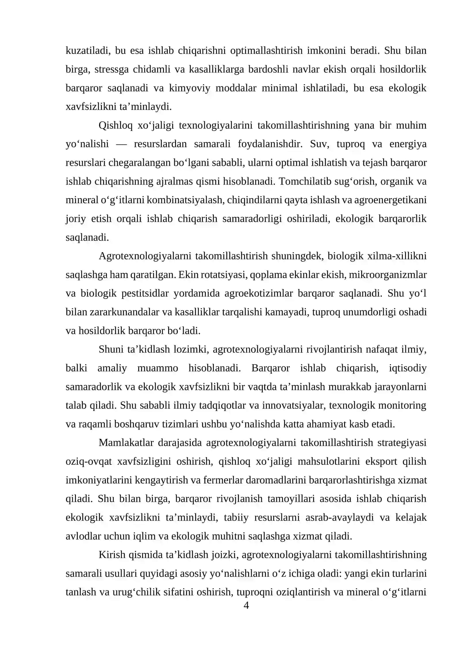 QISHLOQ XO‘JALIGIDA AGROTEXNOLOGIYALARNI TAKOMILLASHTIRISH 4
