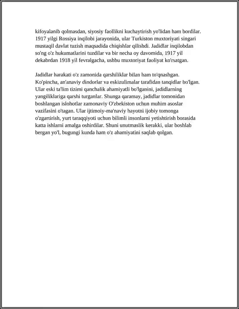JADID MARIFATPARVARLARNING OʻLKA IJTIMOIY MAʼNAVIY HAYOTIDA TUTGAN OʻRNI 4