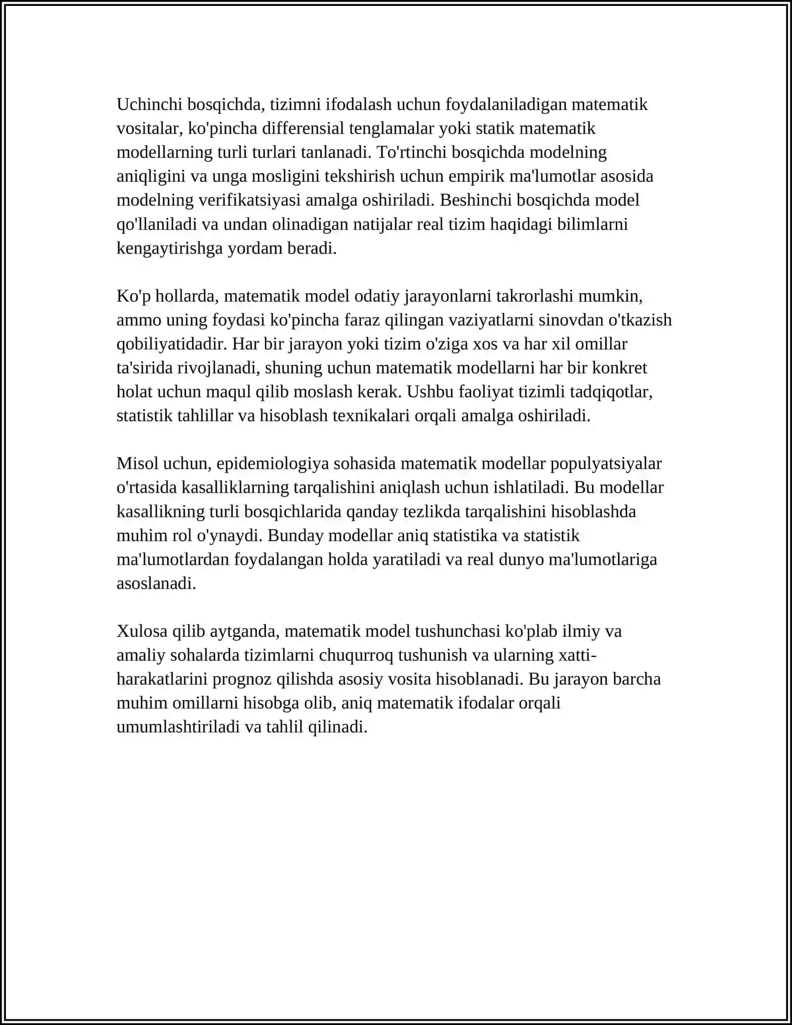 MATEMATIK MODELLASHTIRISHNING ASOSLARI 4