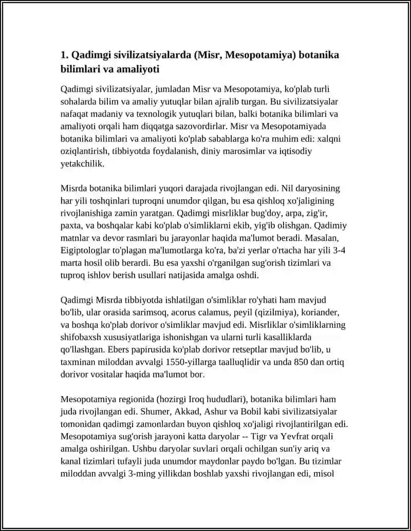 BOTANIKA FANIDAN AUDITORIYADAN TASHQARI MUSTAQIL ISHLARNI BAJARISH UCHUN VAZIFALAR VA METODIK KO‘RSATMALAR 4