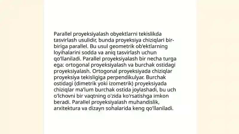 Fazoda parallel proyeksiyalash 4