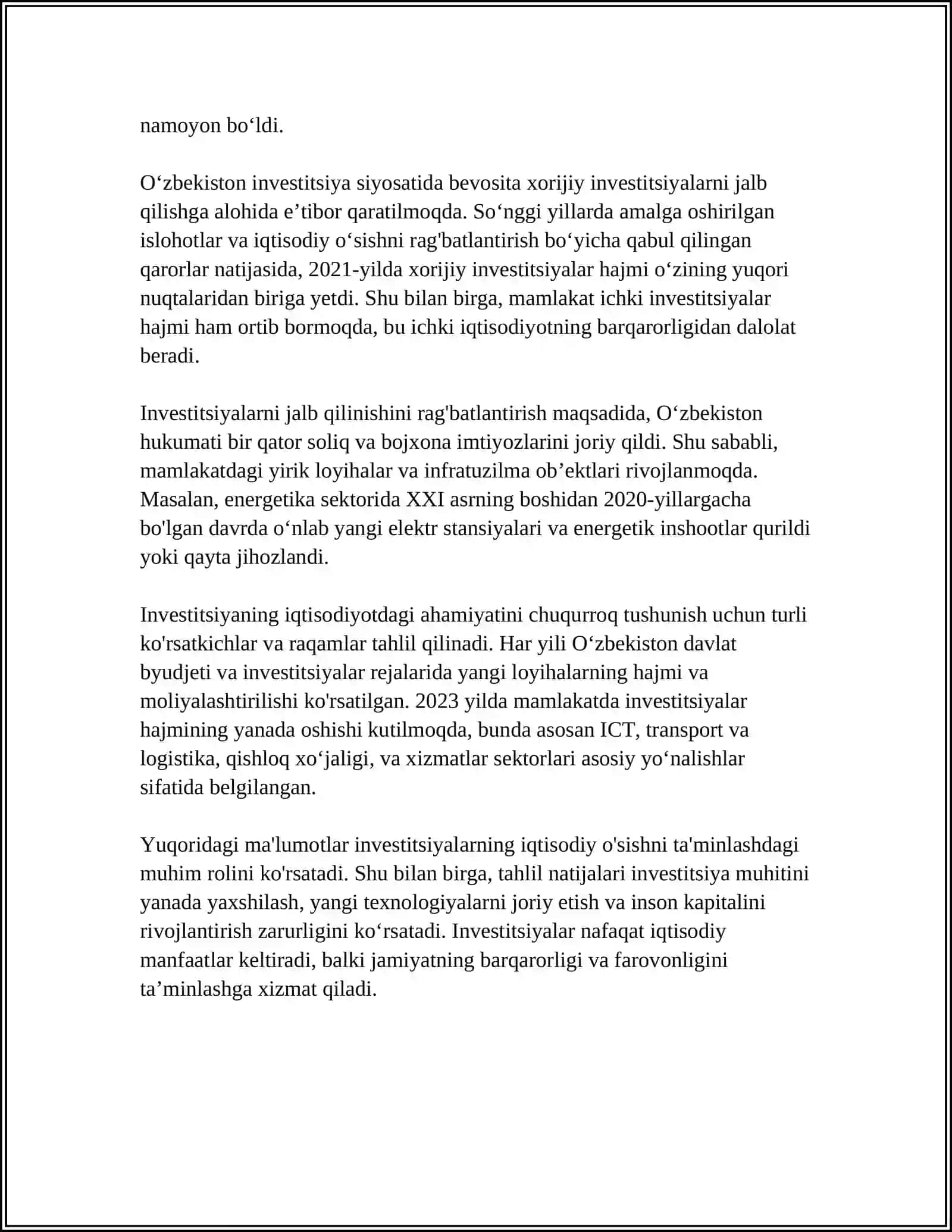 INVESTITSIYANING MOHIYATI, DARAJASI VA VAZIFALARI 4