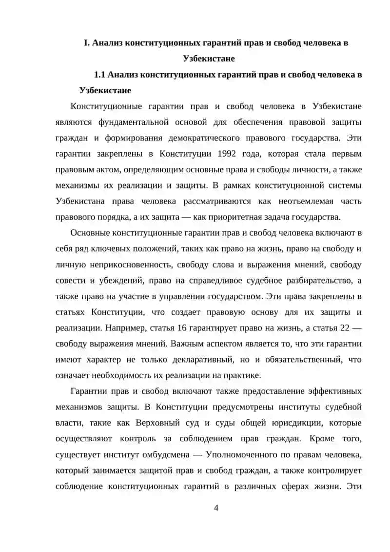 Анализ гарантий прав и свобод человека в Узбекистане 4