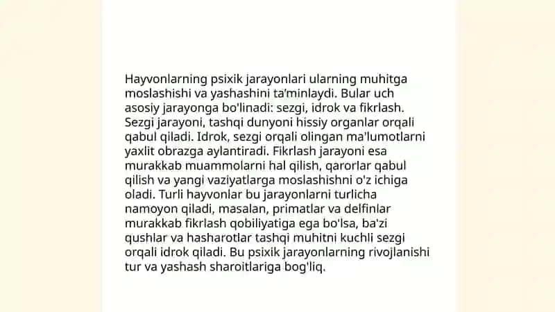 Hayvonlar psixik faoliyatining umumiy tavsifi 4