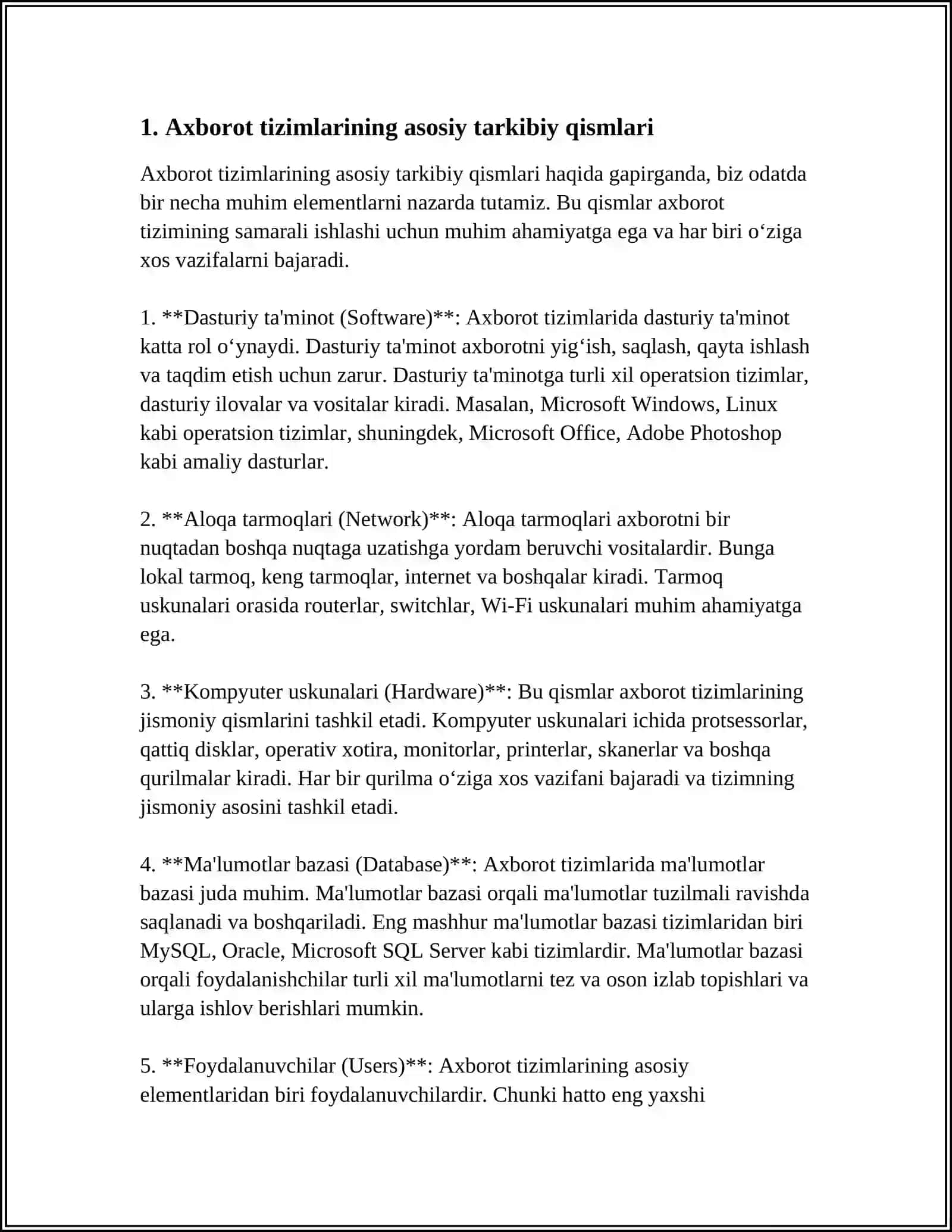 Axborot Tizimlar va Kompyuterlar 4