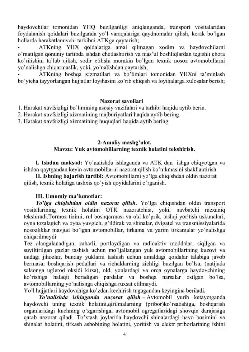 Harakat xavfsizligi xizmati ishi 4