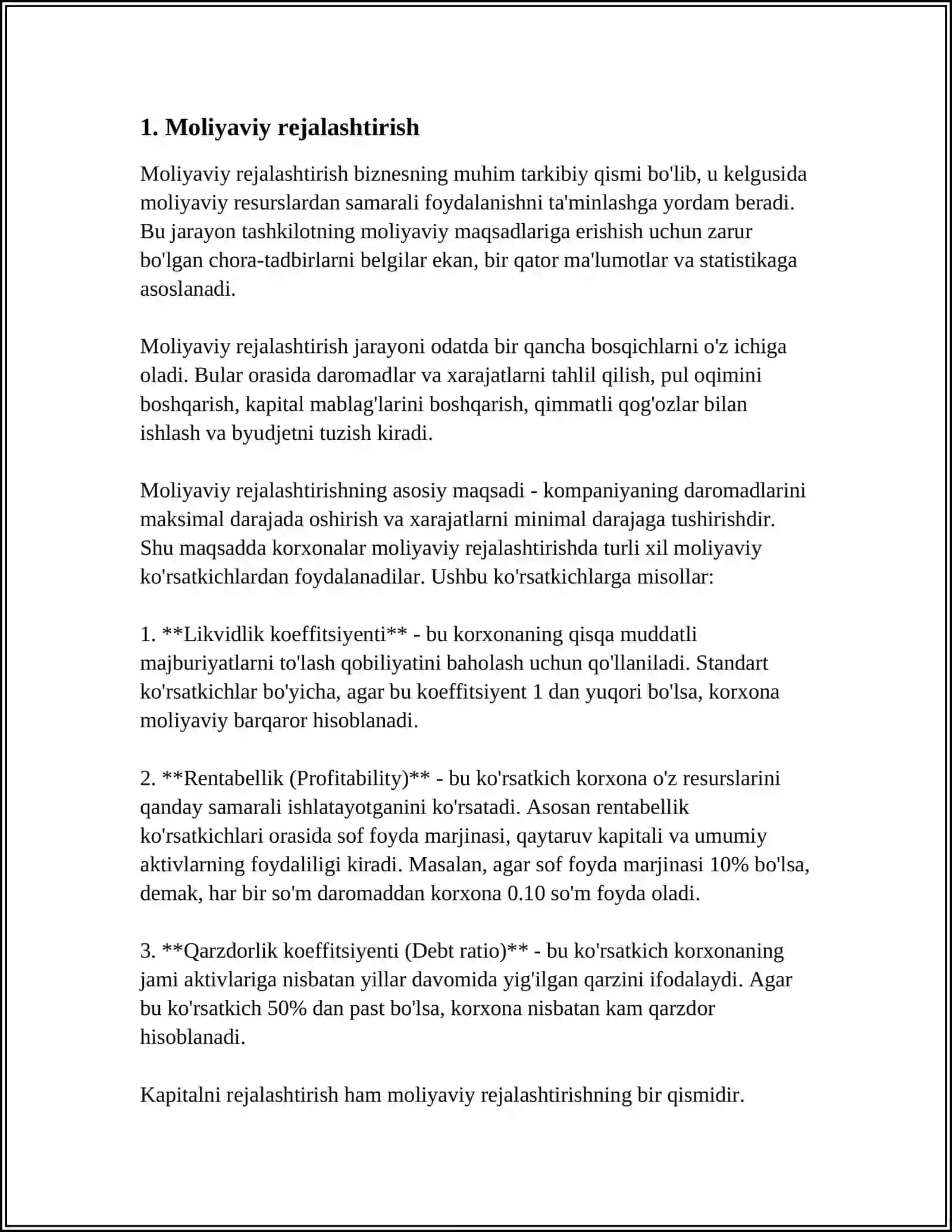 BIZNES-REJANI RESURSLAR BILAN TA’MINLANGANLIGI 4