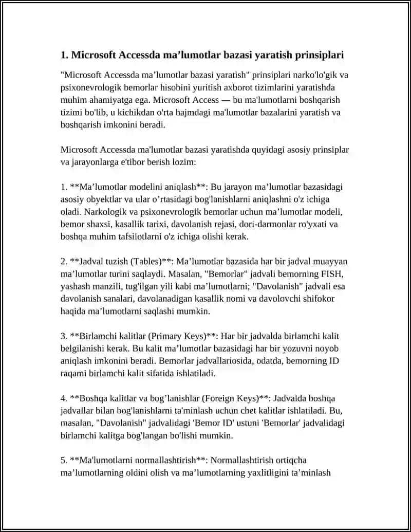 MICROSOFT ACCESSDA MA'LUMOTLAR BAZASINI YARATISH 4
